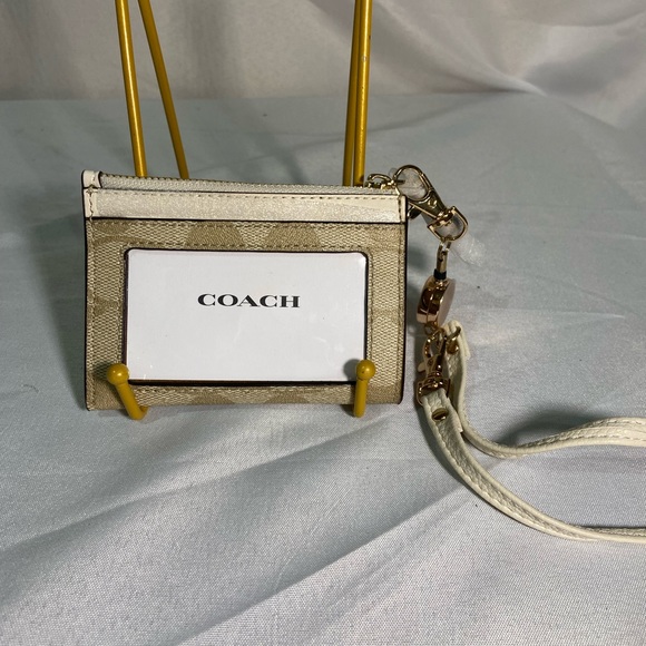 Coach Beige Mini Skinny ID Card , Coin Wallet Keychain/wristlet/lanyard - Picture 3 of 7